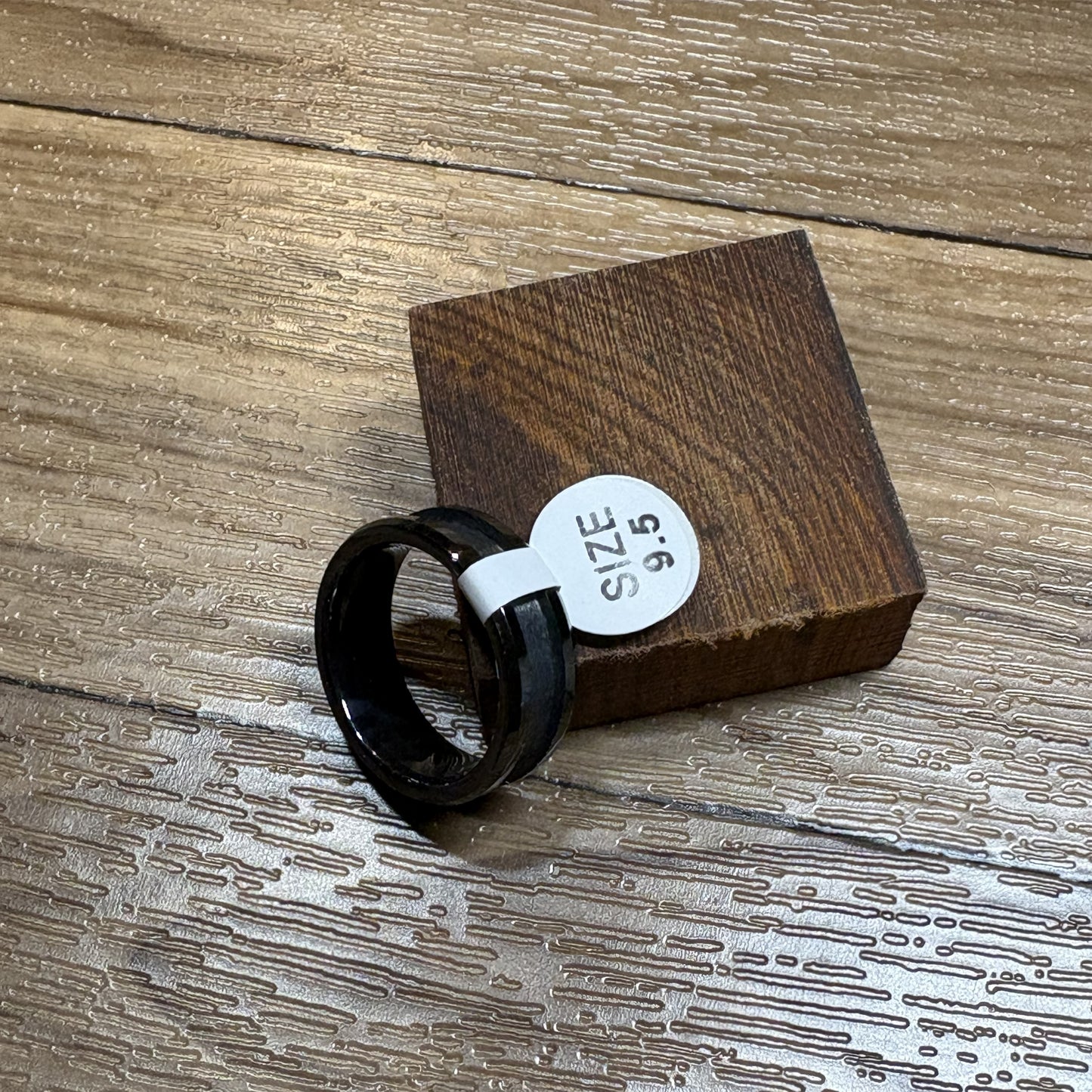 Custom Black Ceramic and Cocobolo Wood Ring Size 9.5