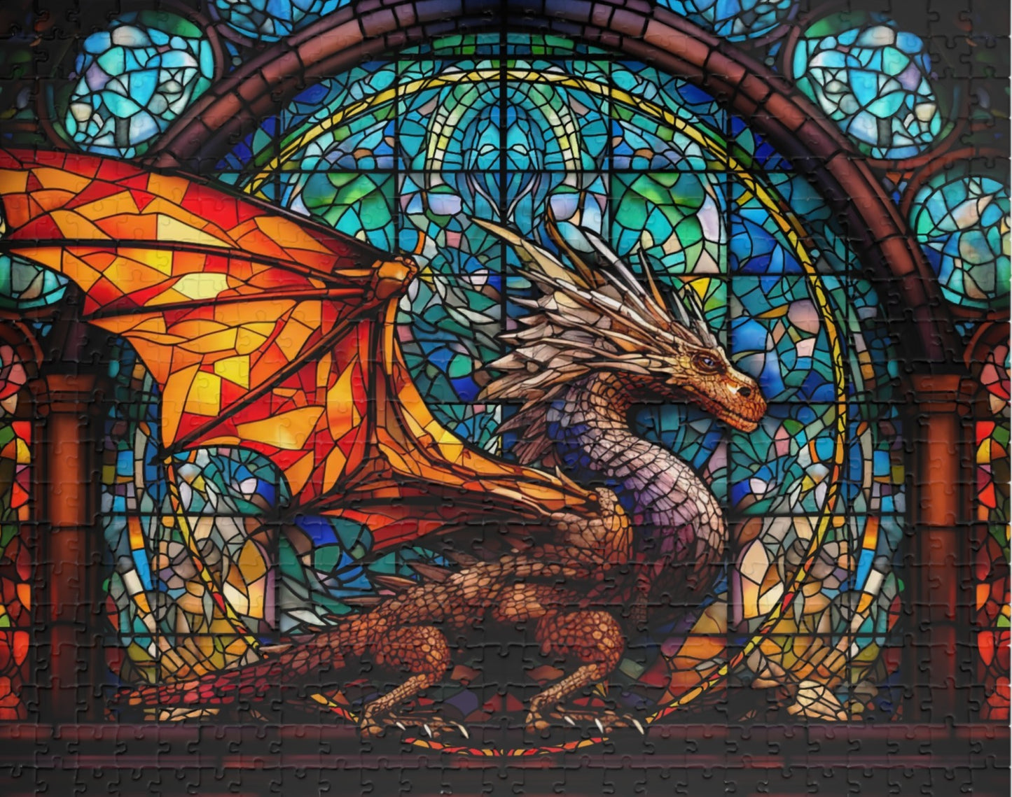 Stained Glass Dragon- Jigsaw Puzzle