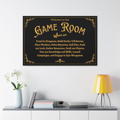 Board Game Room Sign- Canvas Gallery Print