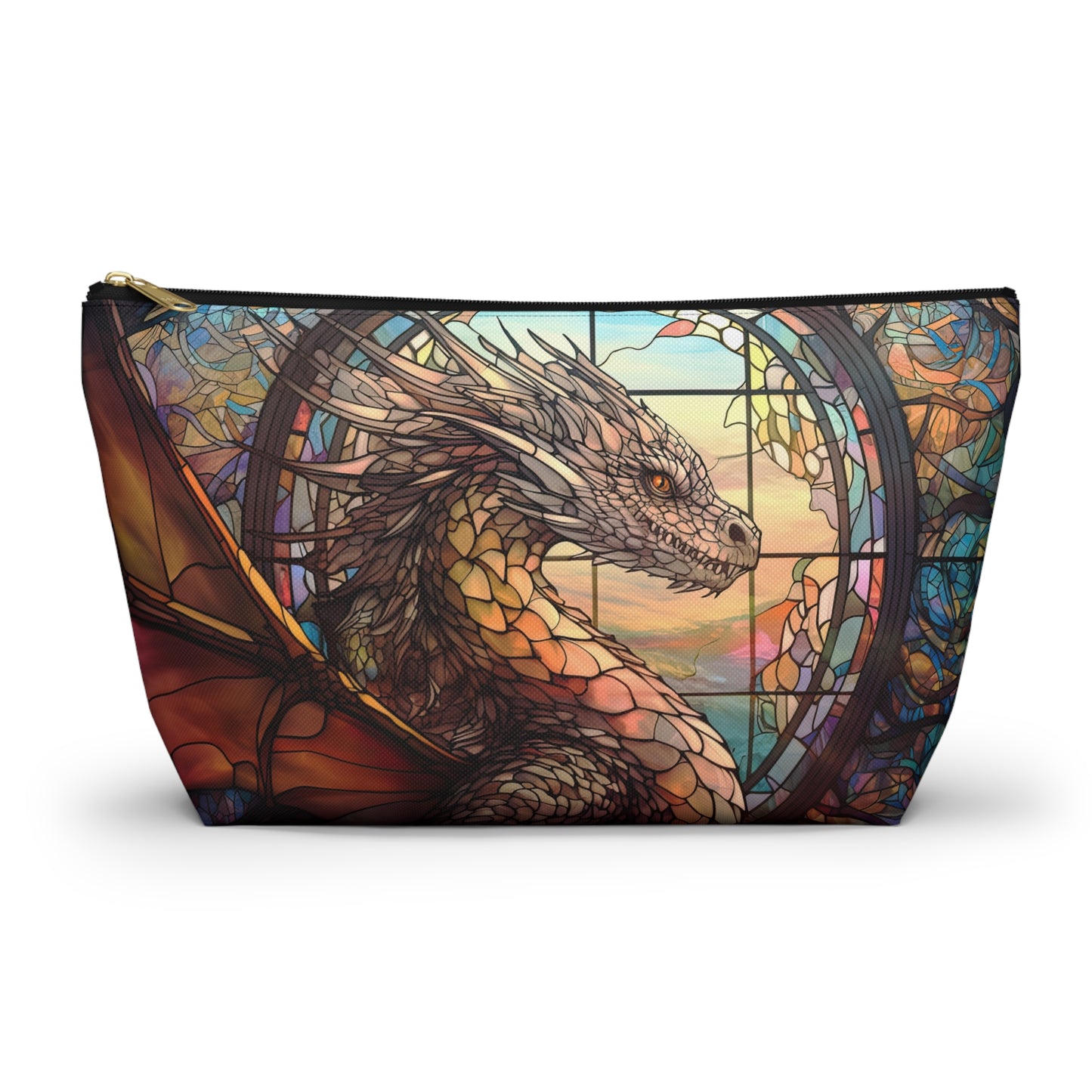 Elegant Stained Glass Dragon- Zippered Pouch