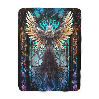 Gothic Angel Stained Glass Window- Sherpa Fleece Blanket