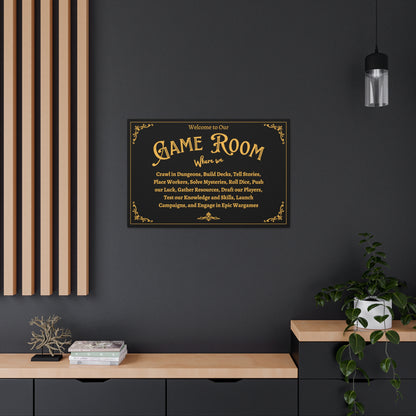 Board Game Room Sign- Canvas Gallery Print