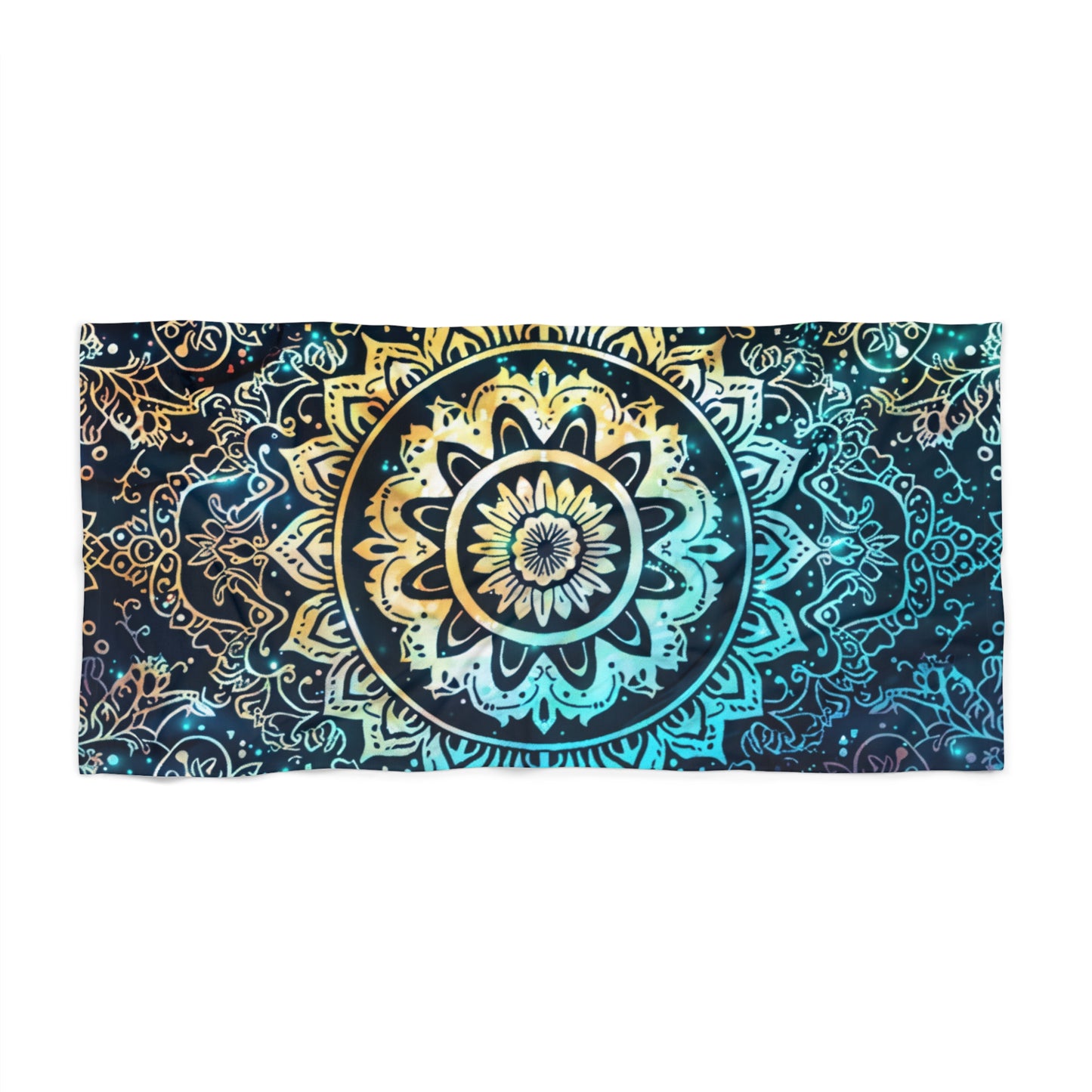 Teal and Yellow Mandala- Beach Towel