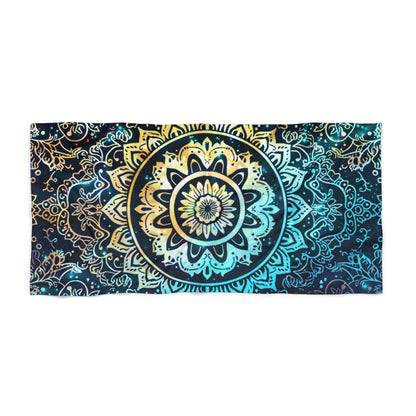 Teal and Yellow Mandala- Beach Towel