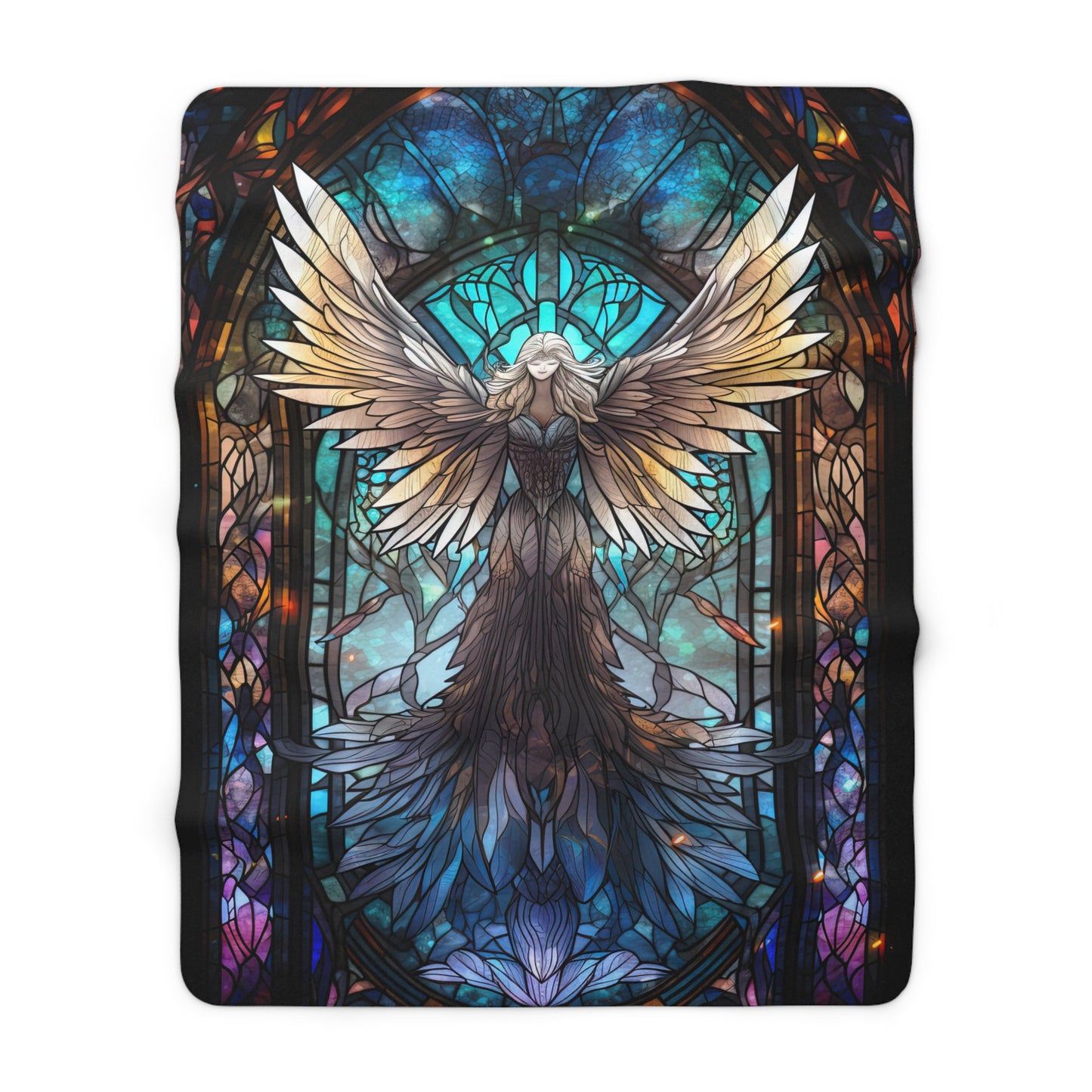 Gothic Angel Stained Glass Window- Sherpa Fleece Blanket