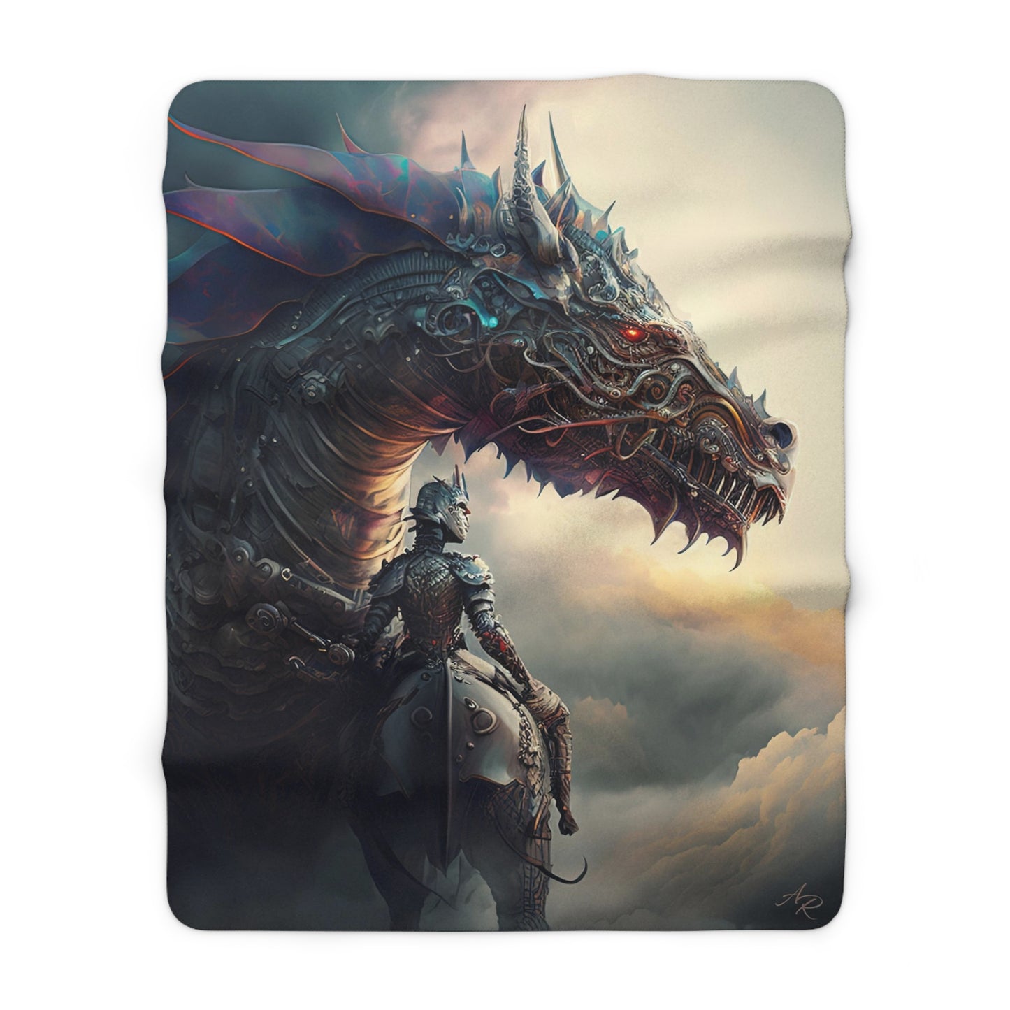 Knight and Fantasy Dragon- Sherpa Fleece Blanket