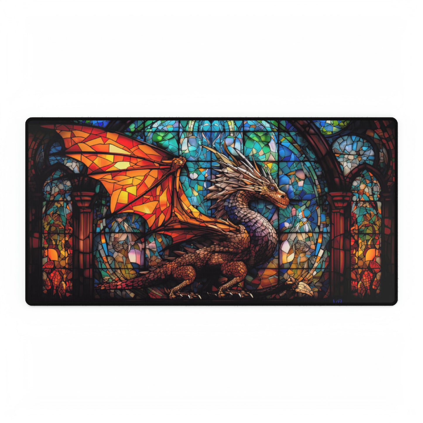 Winged Dragon Stained Glass- Desk Mat