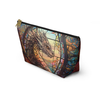 Elegant Stained Glass Dragon- Zippered Pouch