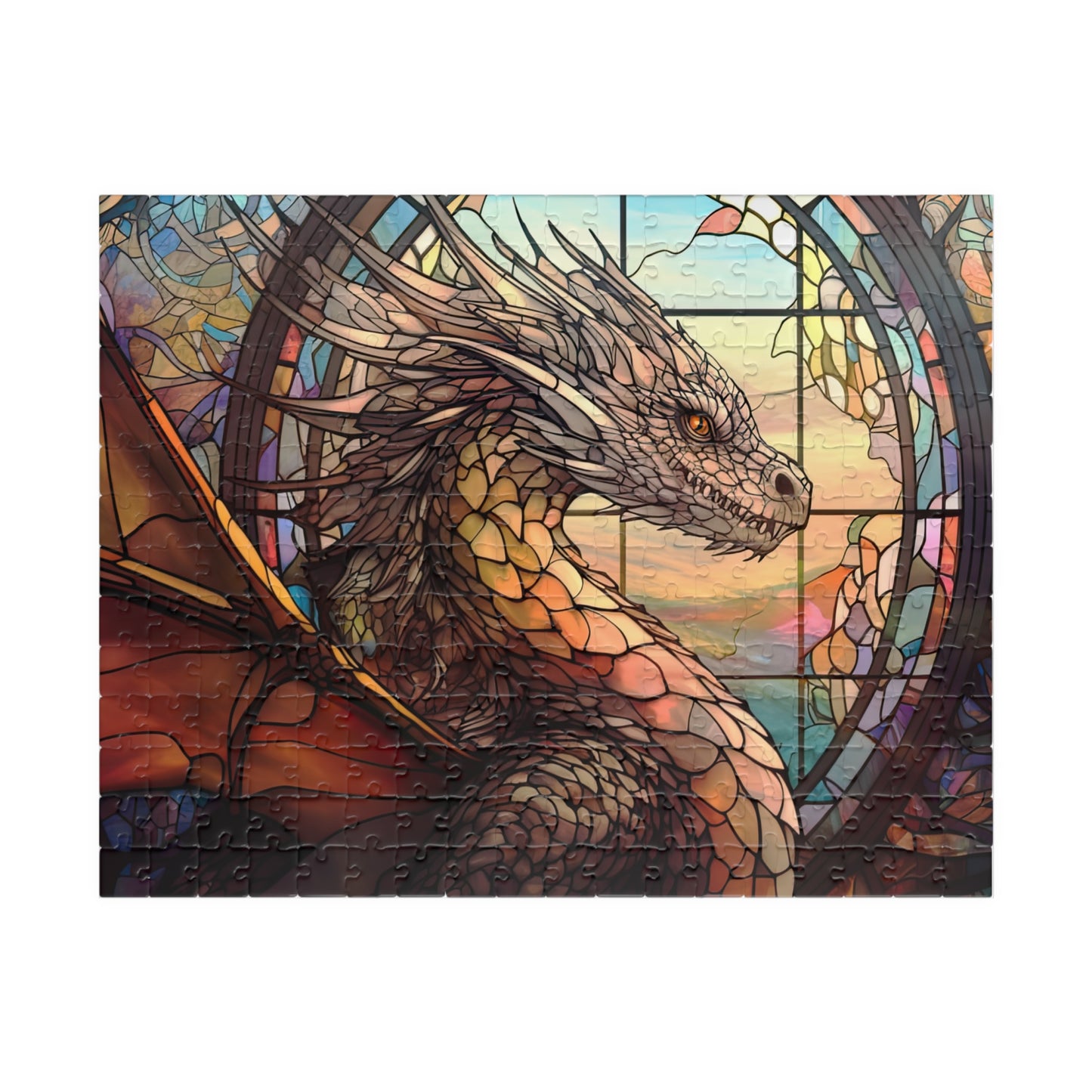 Fantasy Dragon Stained Glass Window- Jigsaw Puzzle