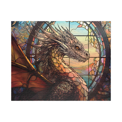 Fantasy Dragon Stained Glass Window- Jigsaw Puzzle