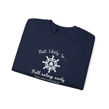 Nautical 'Most Likely to Fall Asleep Early' Crewneck Sweatshirt