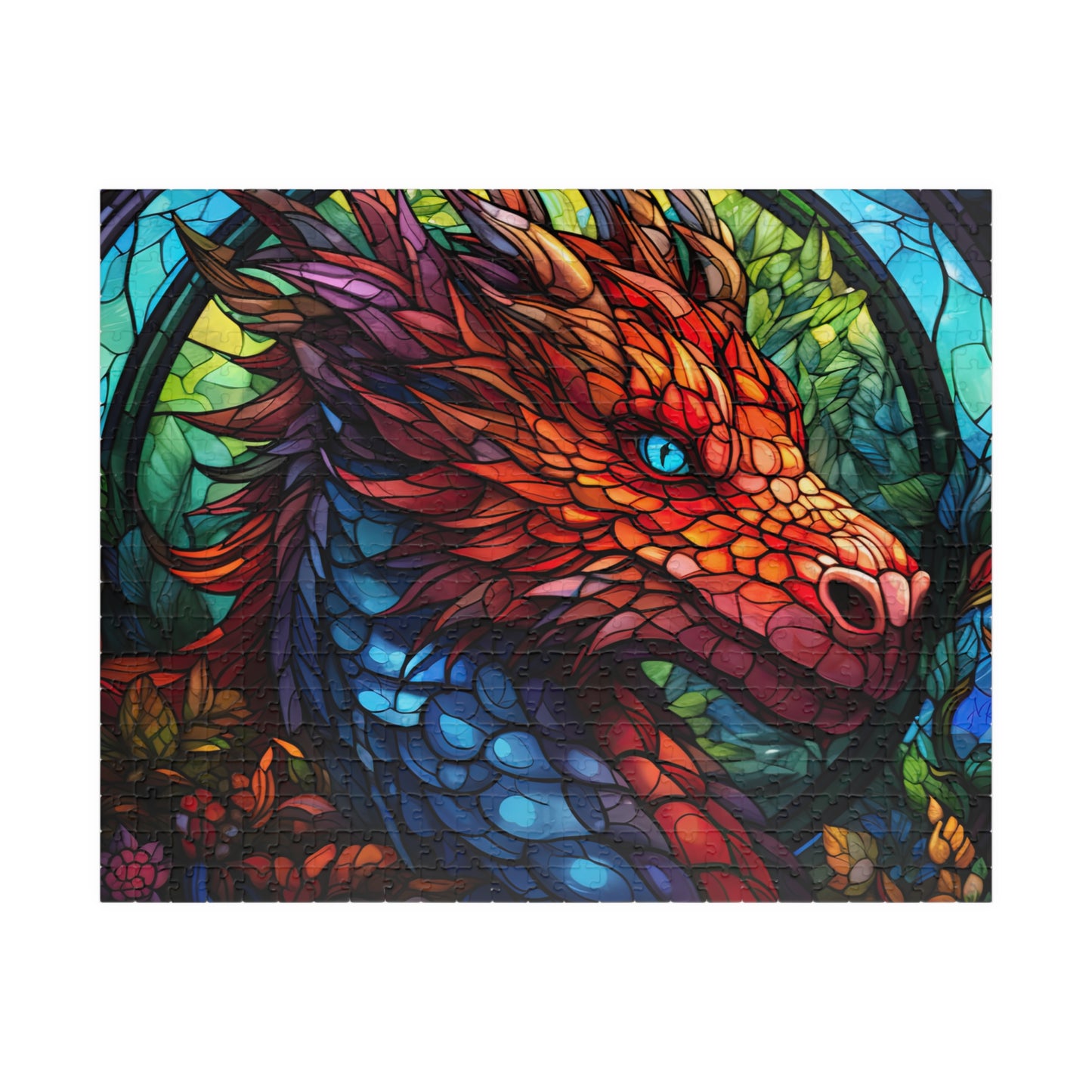 Red Dragon Stained Glass- Jigsaw Puzzle