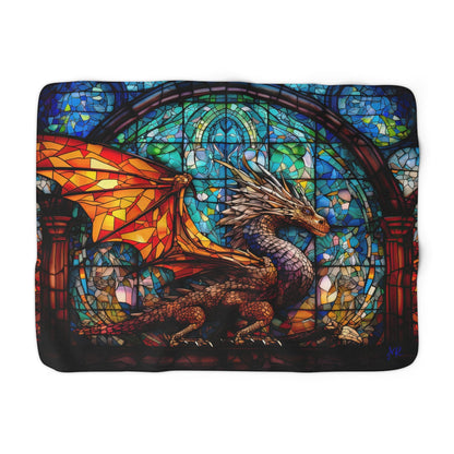 Stained Glass Dragon- Sherpa Fleece Blanket