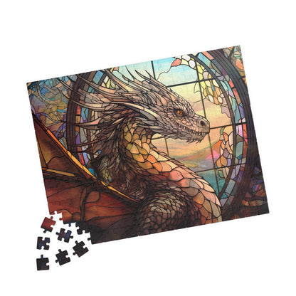 Fantasy Dragon Stained Glass Window- Jigsaw Puzzle