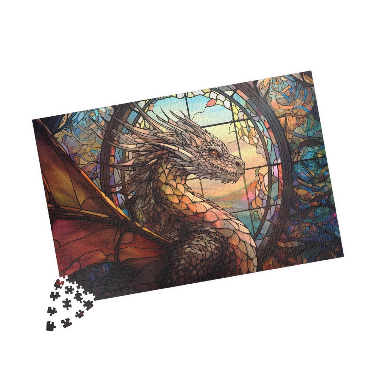 Fantasy Dragon Stained Glass Window- Jigsaw Puzzle