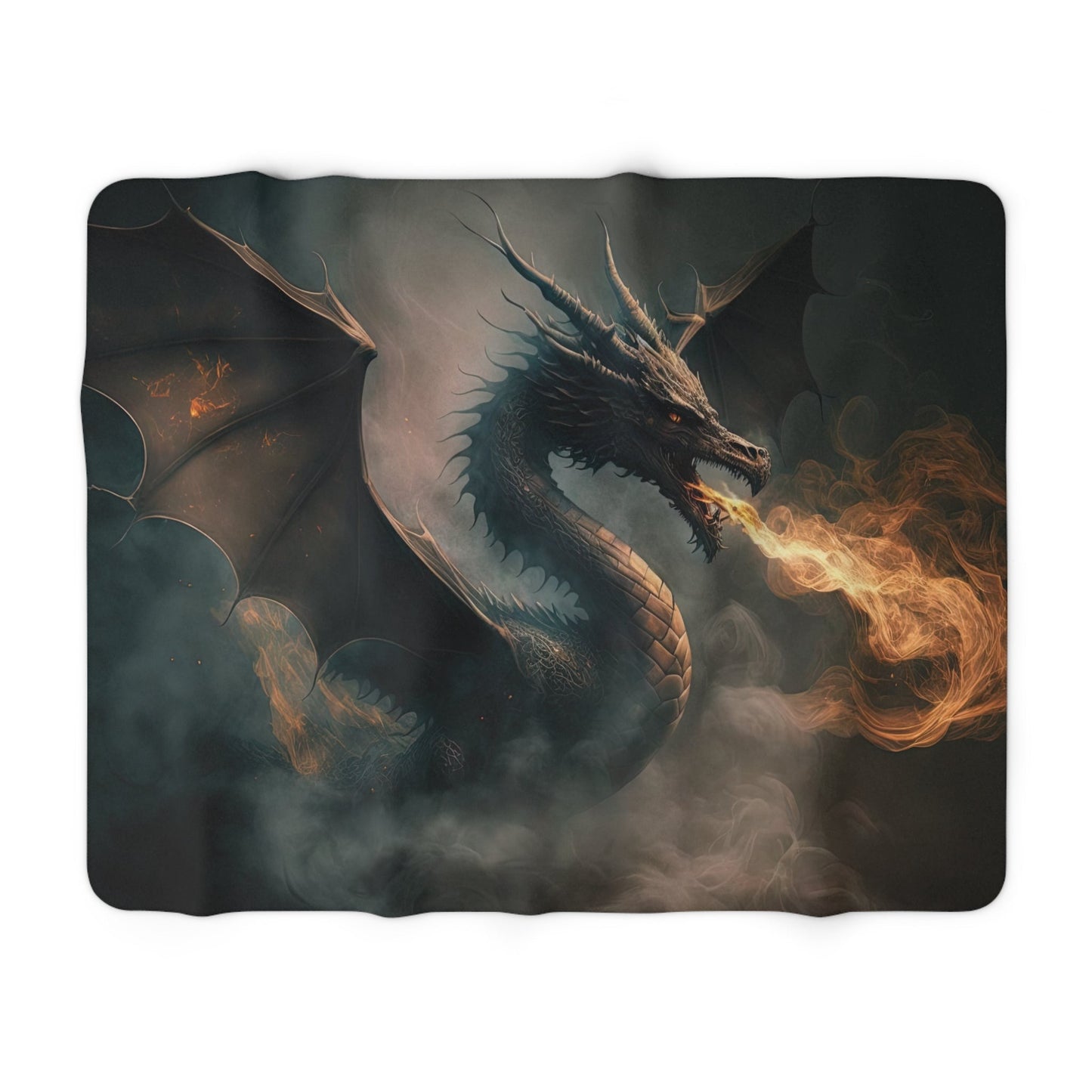 Fire Breathing Dragon- Sherpa Fleece Blanket