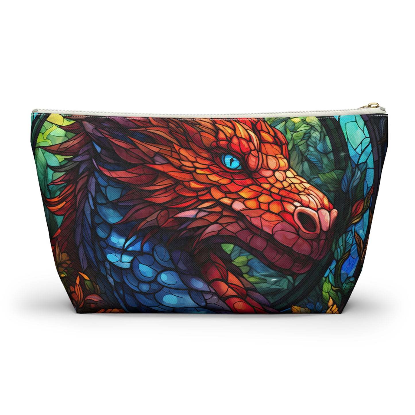 Stained Glass Red Dragon- Zippered Dice Pouch