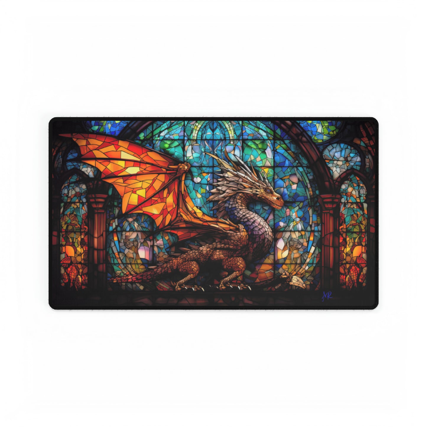 Winged Dragon Stained Glass- Desk Mat