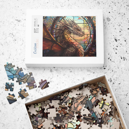 Fantasy Dragon Stained Glass Window- Jigsaw Puzzle