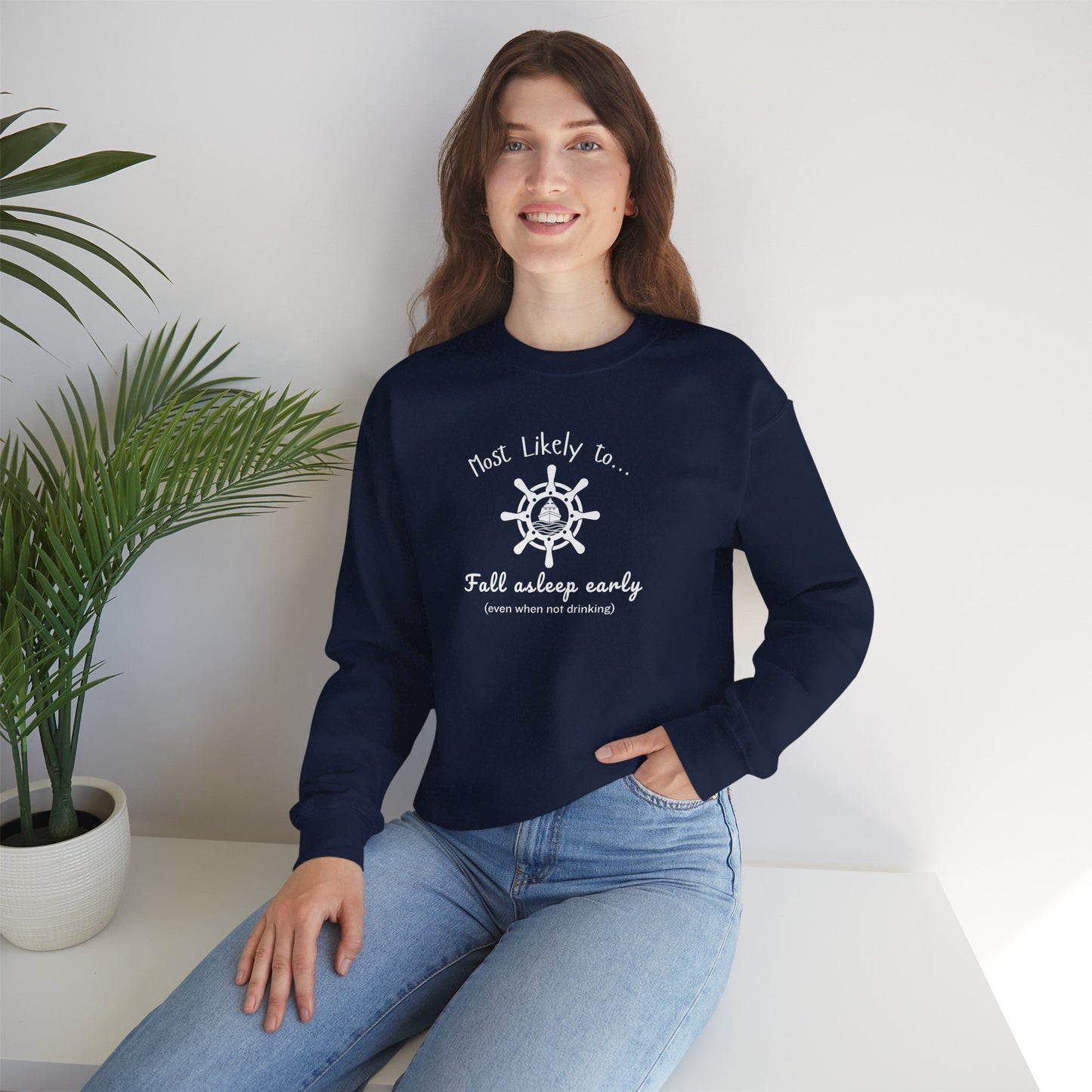 Nautical 'Most Likely to Fall Asleep Early' Crewneck Sweatshirt
