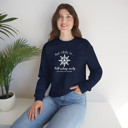 Nautical 'Most Likely to Fall Asleep Early' Crewneck Sweatshirt