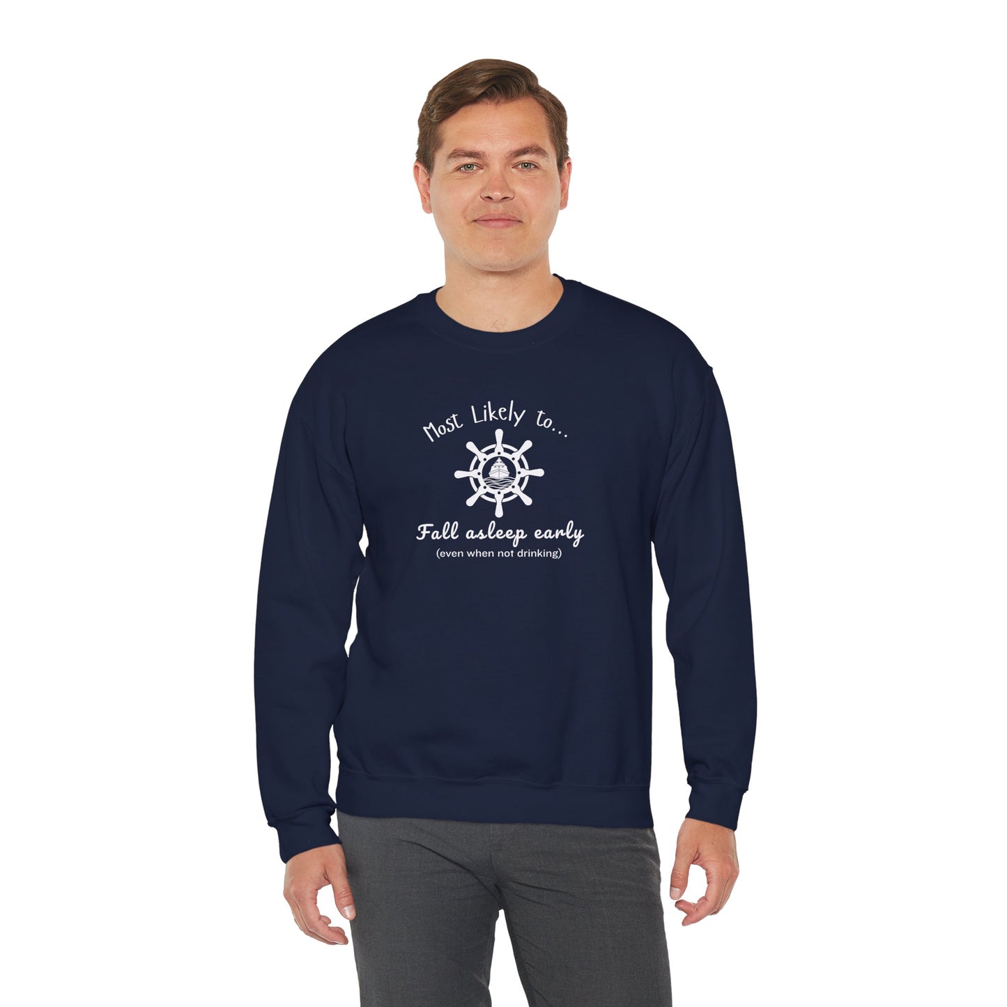 Nautical 'Most Likely to Fall Asleep Early' Crewneck Sweatshirt