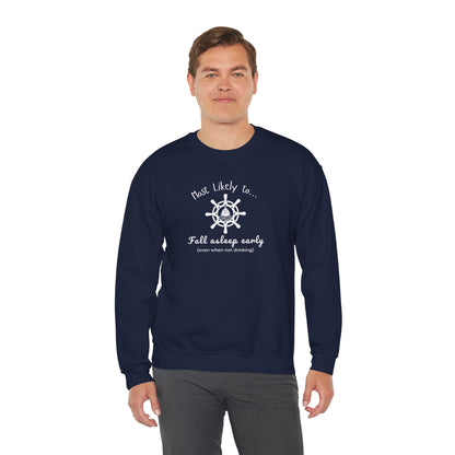 Nautical 'Most Likely to Fall Asleep Early' Crewneck Sweatshirt