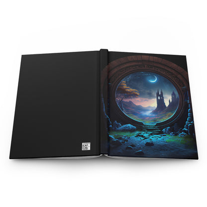 Ancient Castle and Moon- Blank Lined Hardcover Notebook