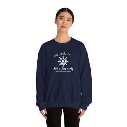 Nautical 'Most Likely to Fall Asleep Early' Crewneck Sweatshirt