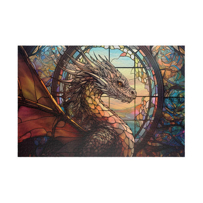 Fantasy Dragon Stained Glass Window- Jigsaw Puzzle