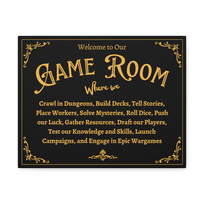 Board Game Room Sign- Canvas Gallery Print