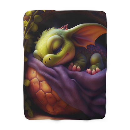 Sleeping Baby Dragon- Sherpa Fleece Blanket