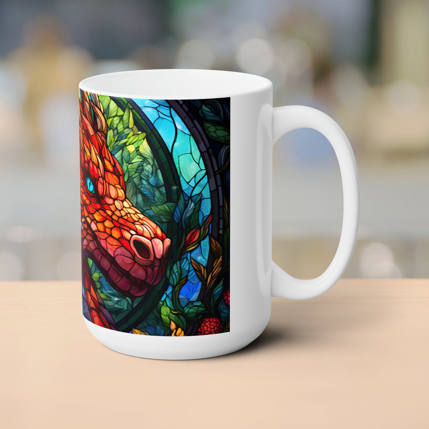 Red Dragon- 15oz White Coffee Mug