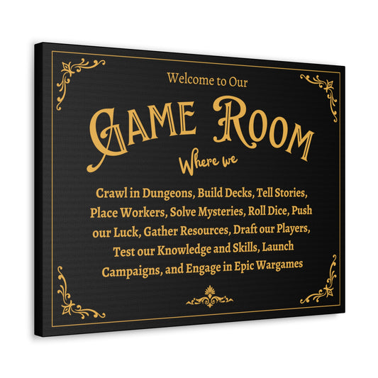 Board Game Room Sign- Canvas Gallery Print