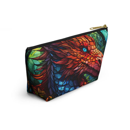 Stained Glass Red Dragon- Zippered Dice Pouch