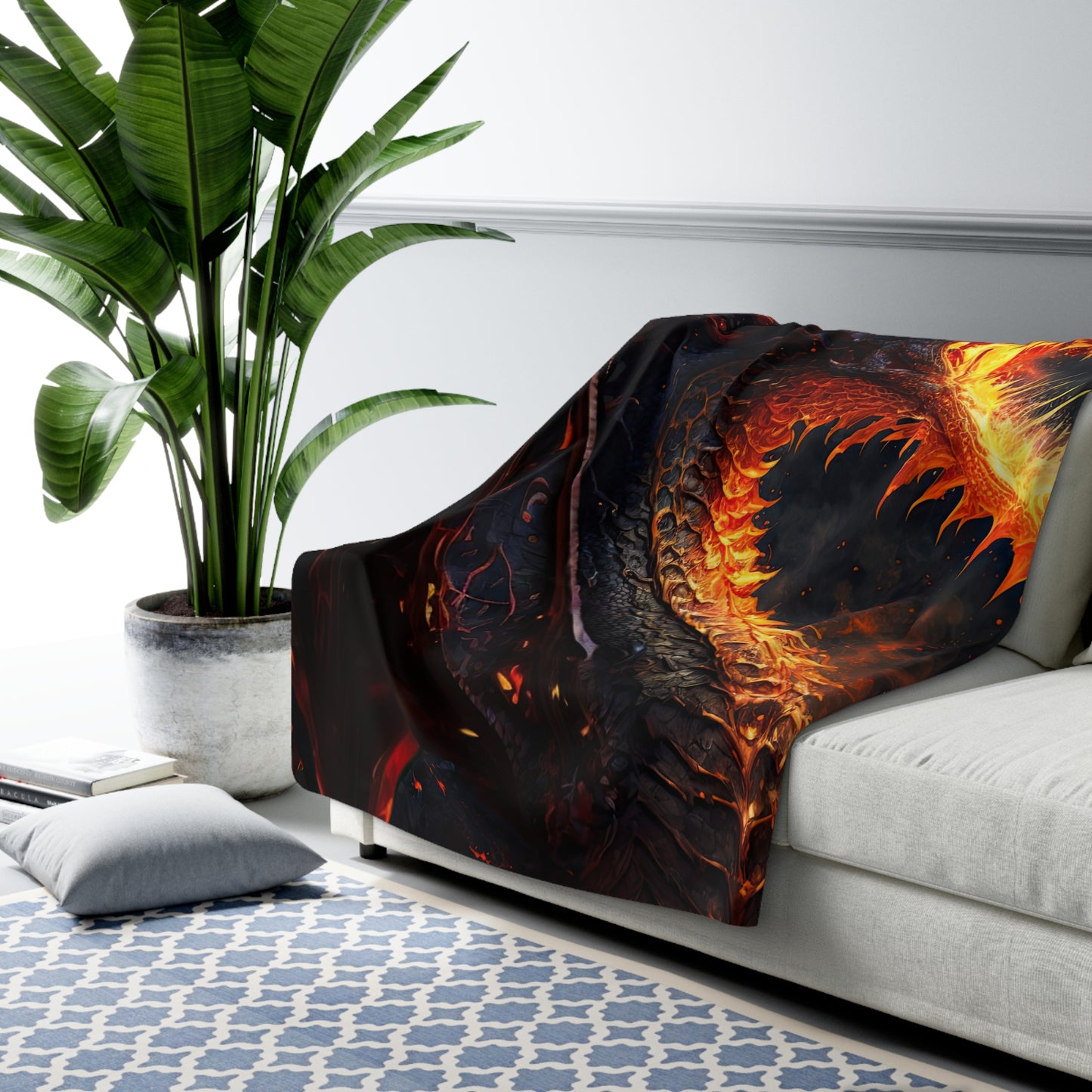 Fire Dragon- Sherpa Fleece Blanket