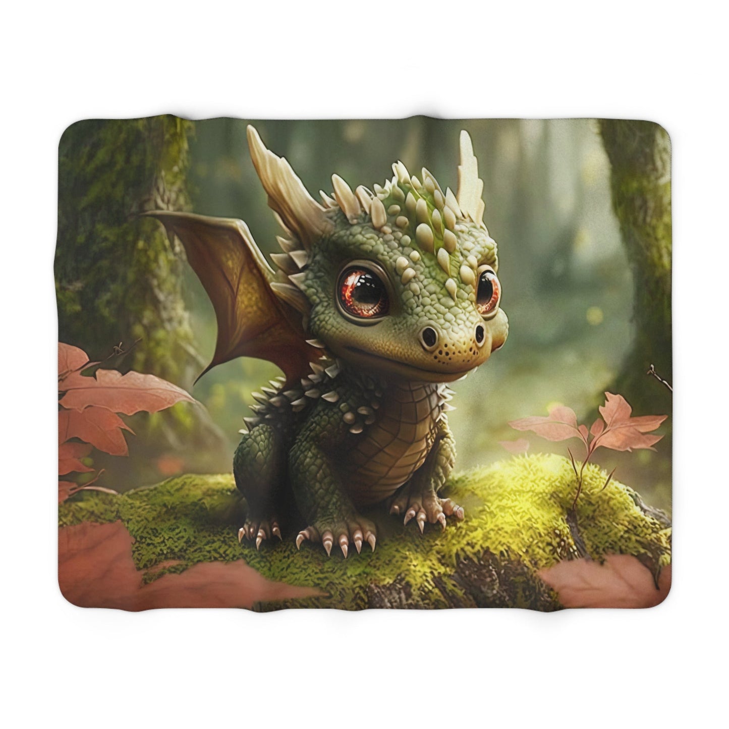 Green Baby Dragon- Sherpa Fleece Blanket