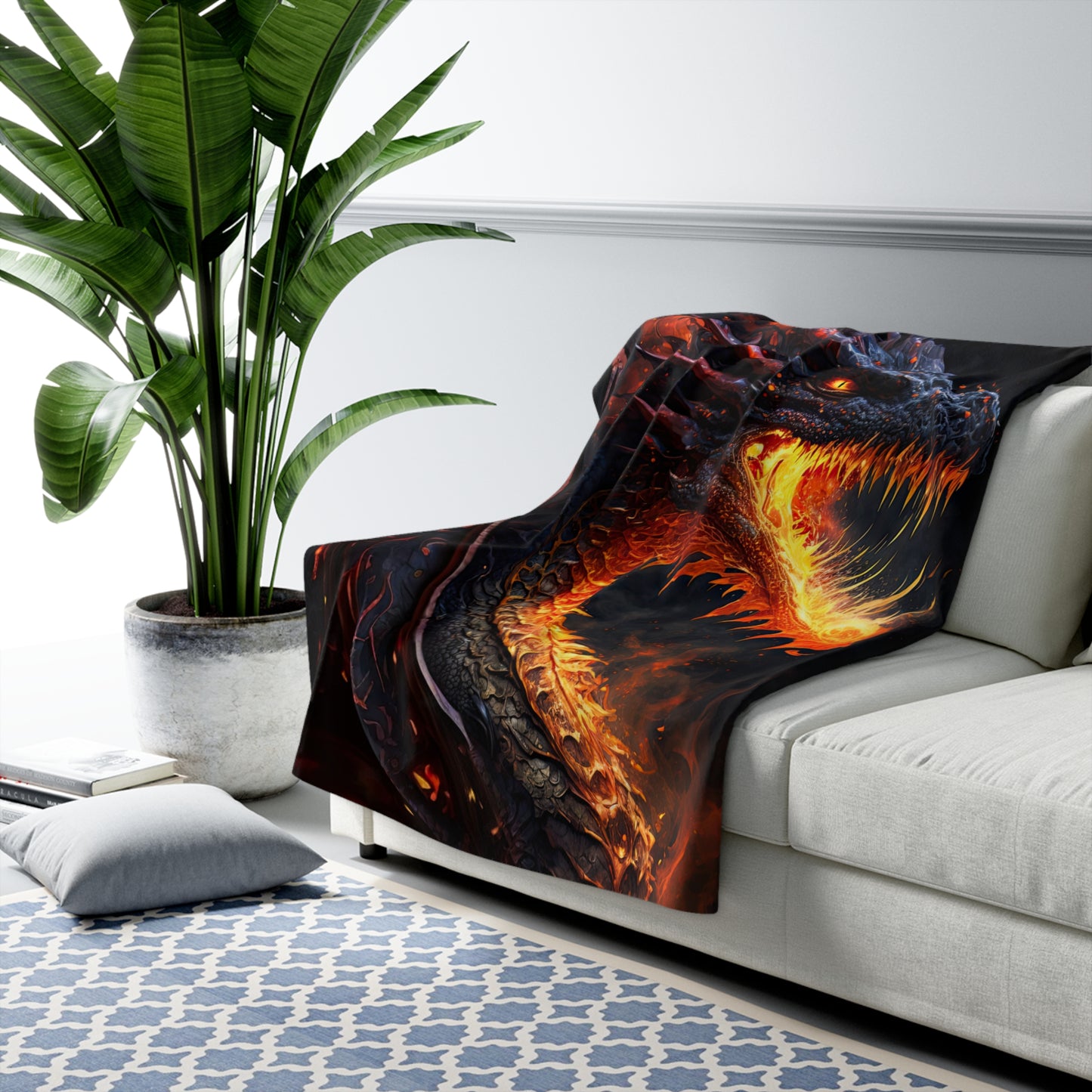 Fire Dragon- Sherpa Fleece Blanket