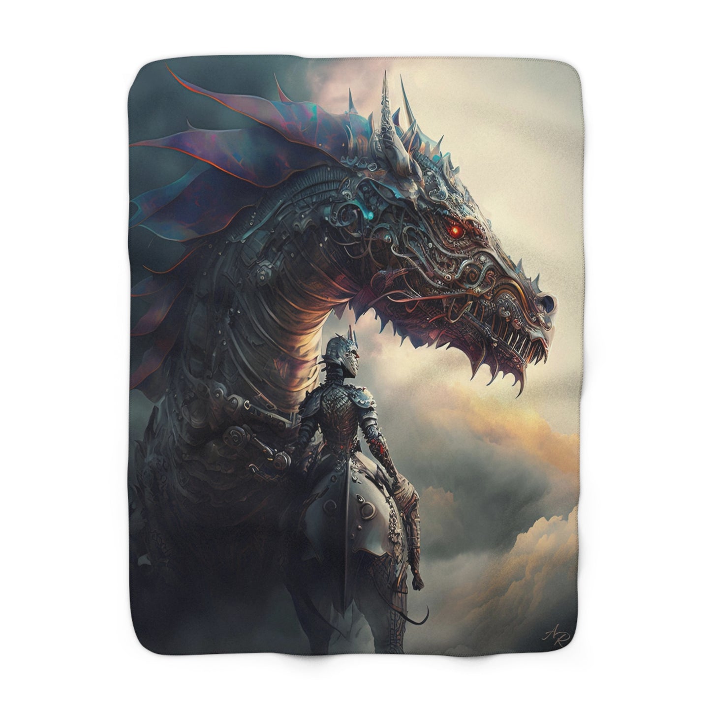 Knight and Fantasy Dragon- Sherpa Fleece Blanket