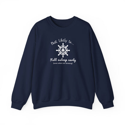 Nautical 'Most Likely to Fall Asleep Early' Crewneck Sweatshirt