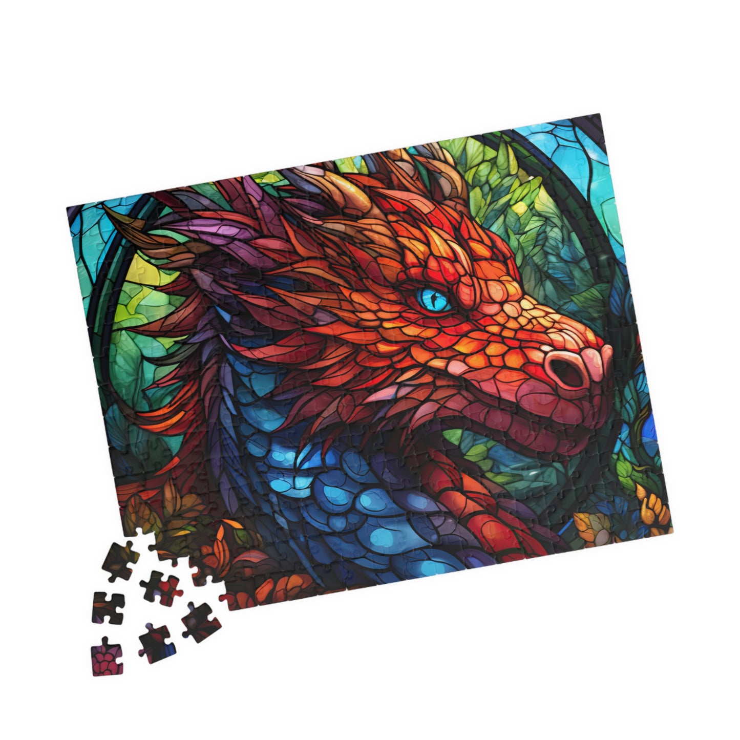 Red Dragon Stained Glass- Jigsaw Puzzle