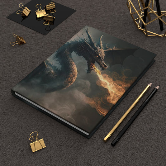 Fiery Dragon- Blank Lined Hardcover Notebook
