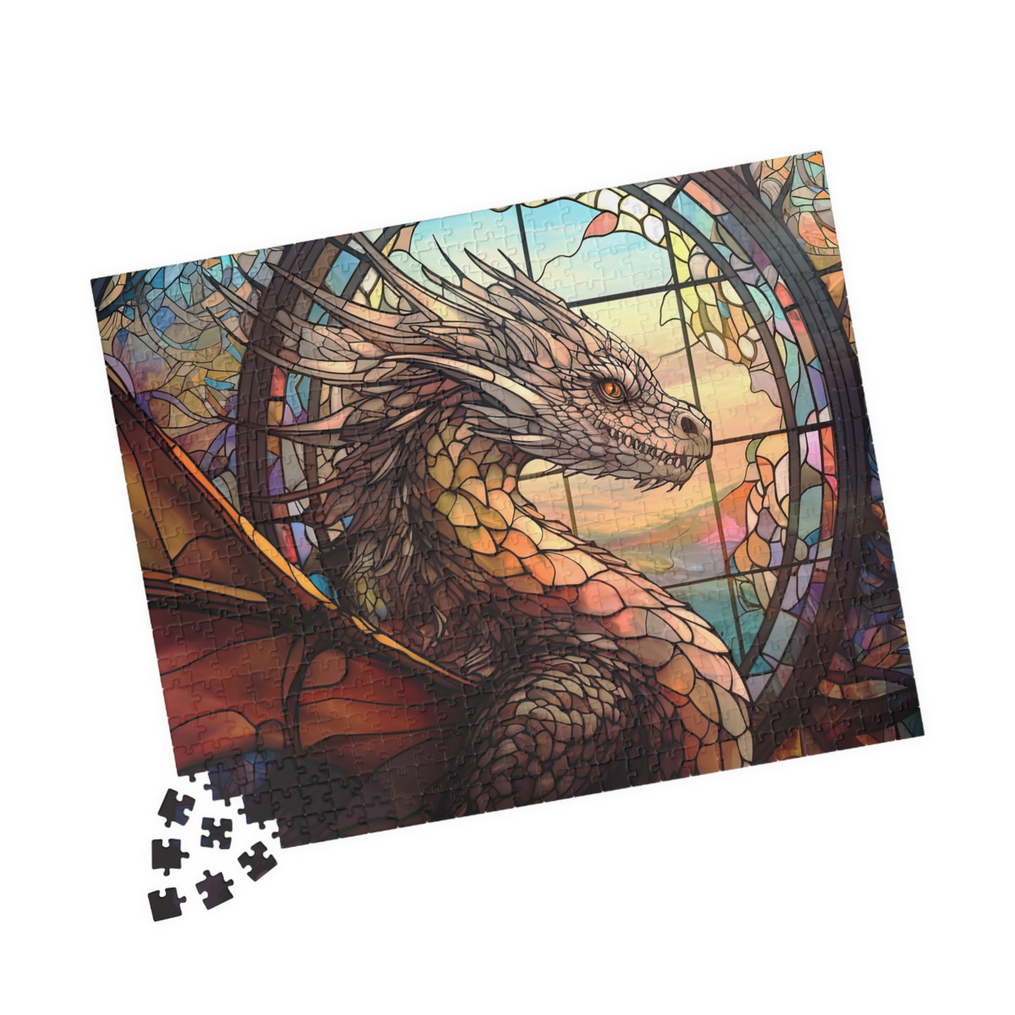 Fantasy Dragon Stained Glass Window- Jigsaw Puzzle