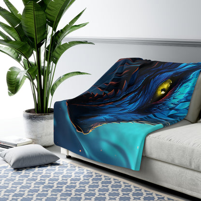 Blue Dragon Head- Sherpa Fleece Blanket