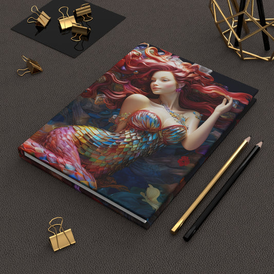 Mermaid- Blank Lined Hardcover Notebook