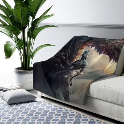 Knight and Fantasy Dragon- Sherpa Fleece Blanket