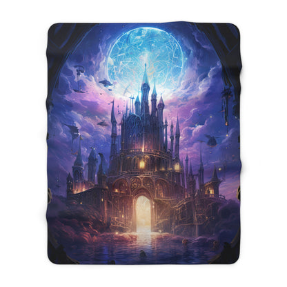 Fantasy Castle with Purple Clouds- Sherpa Fleece Blanket