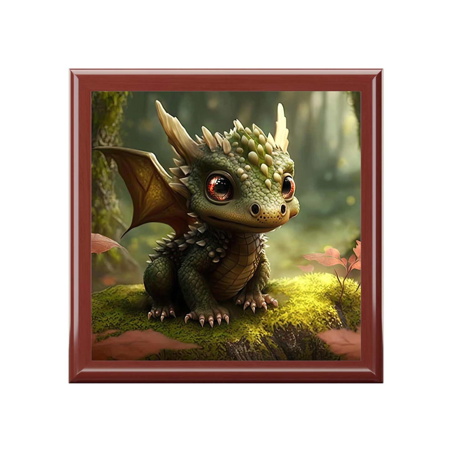 Baby Dragon in Forest- Storage/Dice Box