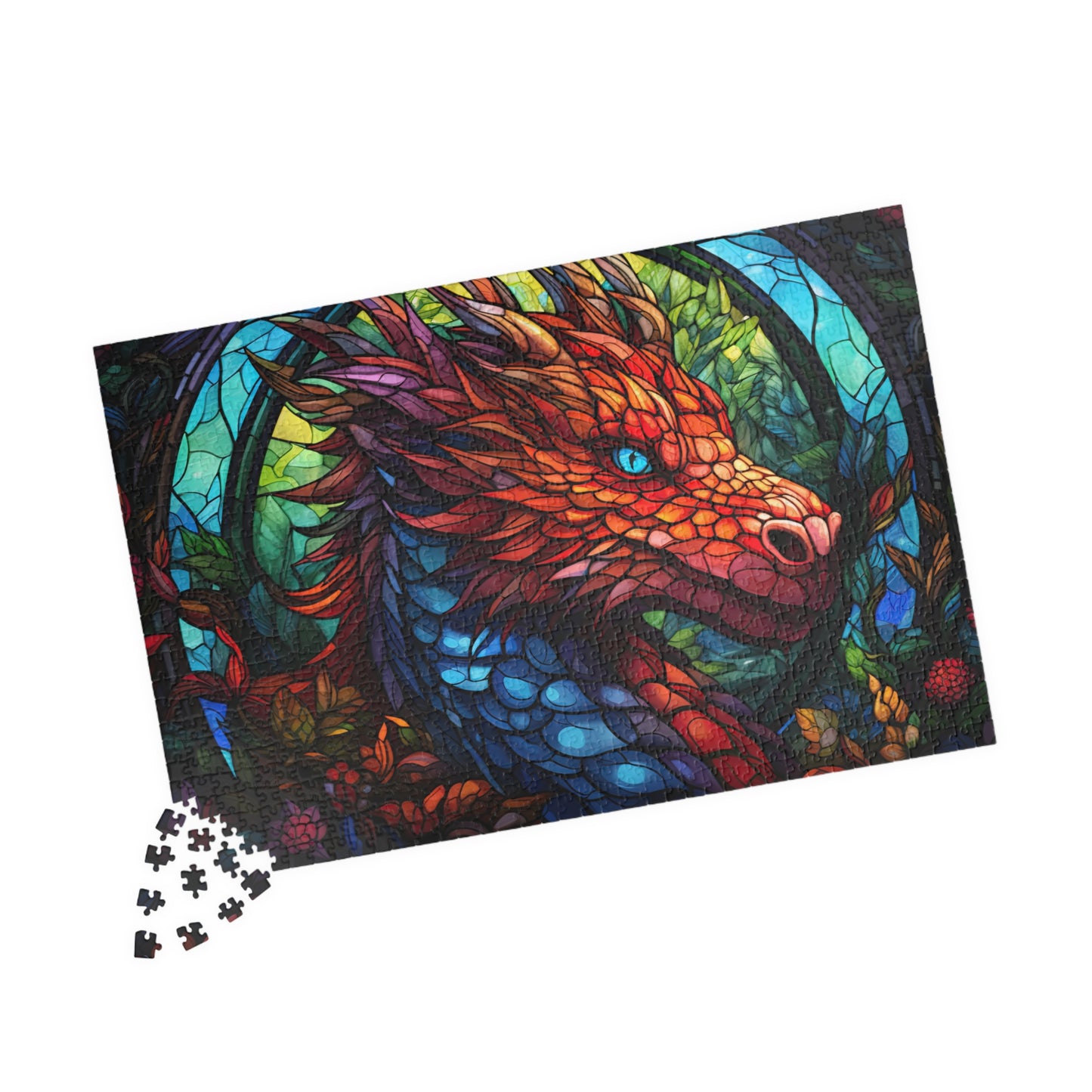 Red Dragon Stained Glass- Jigsaw Puzzle