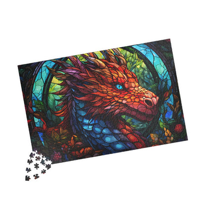 Red Dragon Stained Glass- Jigsaw Puzzle